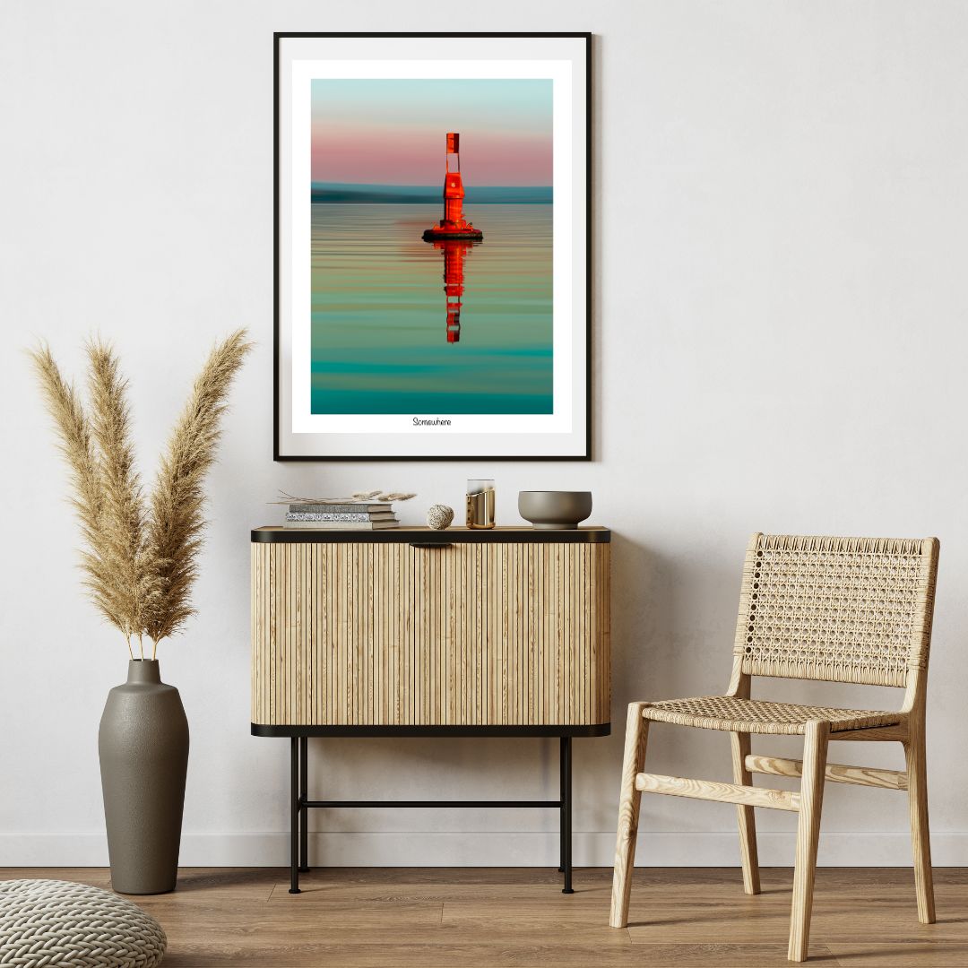 affiche-decorative-bouee-rouge-mer