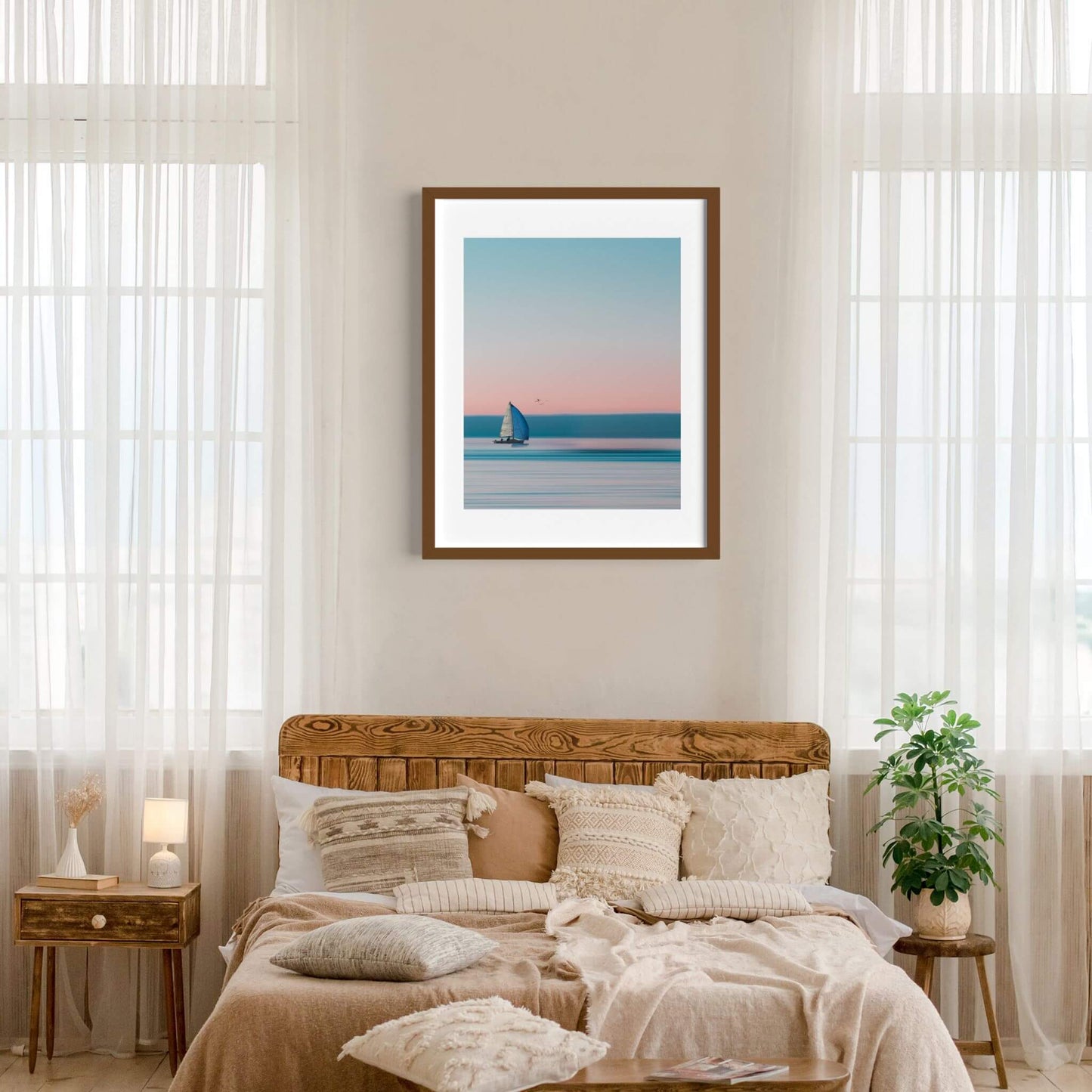 chambre-deco-boheme-cadre-bois-voilier