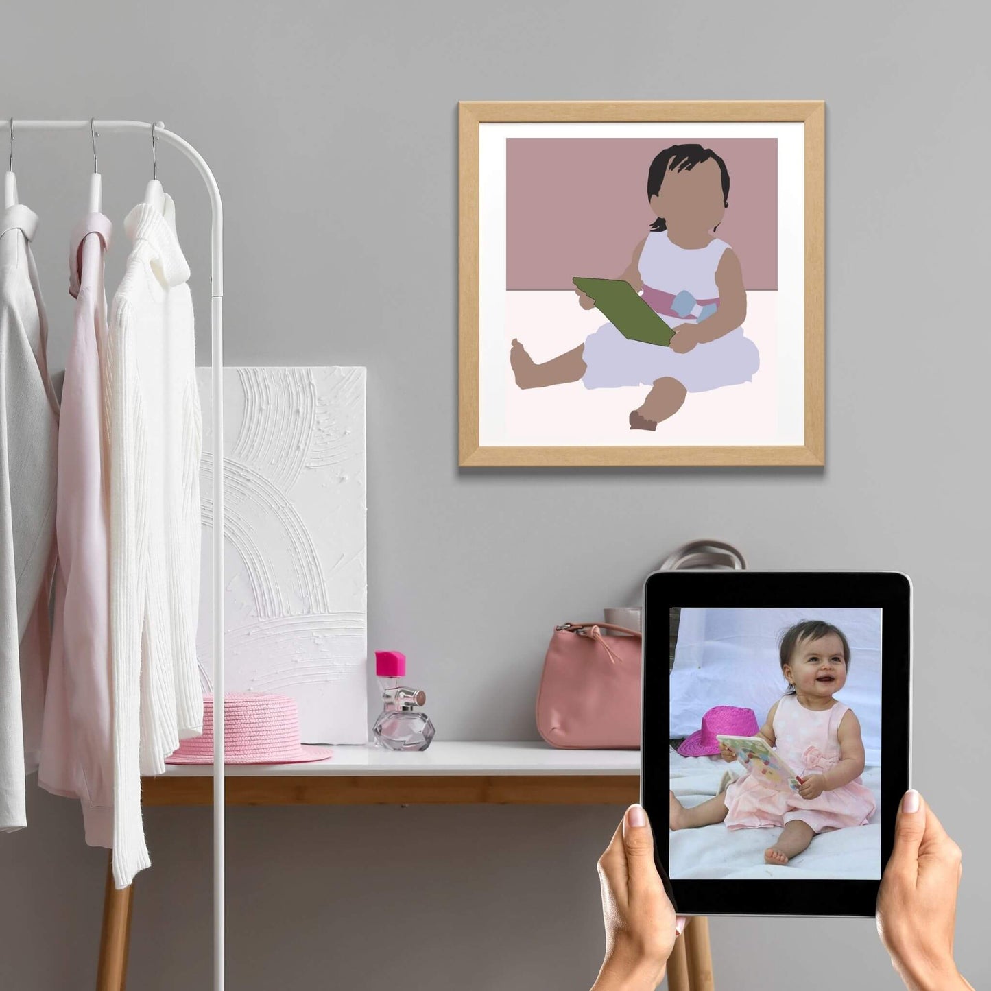 Illustration personnalisée d'une petite fille d'un an